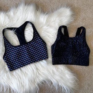 Tory Burch & Varley Blue Designer Sports Bra Bundle XS